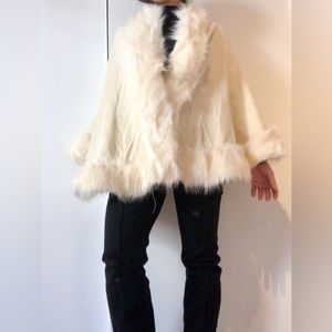 Brand new poncho shawl, faux fur line, never been used